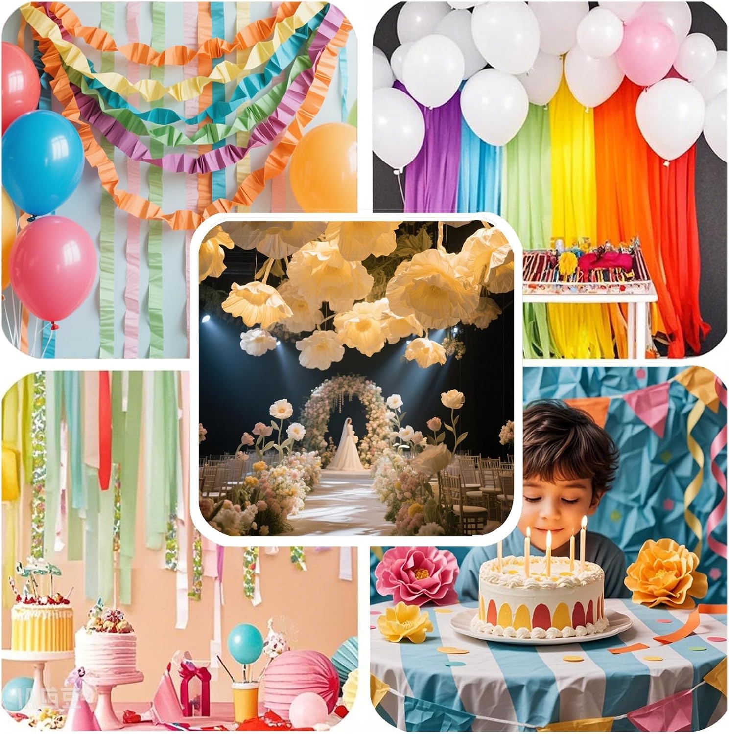 Crepe Paper Roll (9.8Inch x 8.2Ft/3Rolls), Heavy Papel Crepe Set Multi-Color, Crepe Paper for Birthday Wedding Party Decoration DIY Craft (Red)