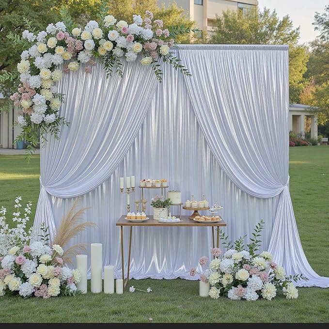 20ft x 10ft Silver Sequin Backdrop Curtain for Parties, Wrinkle Free Thick Glitter Photo Backdrop Drapes 4 Panels 5x10FT Back Drop Cloth Shiny Fabric for Wedding Birthday Photography Background