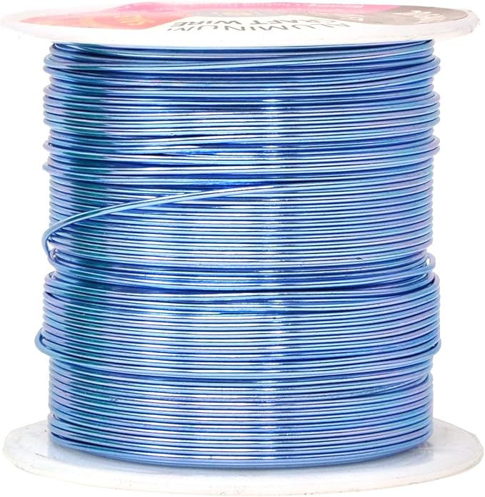 Mandala Crafts 20 Gauge Anodized Aluminum Craft Wire for Jewelry Making - 450 FT Colored Flexible Silver Copper True Blue Pink Ice Blue Green Wire - Bendable for Bonsai Armature Crafting Sculpting