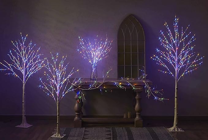 Hairui Lighted Birch Branches Battery Operated 70L 18IN Warm White and Multi Color Fairy Lights 8 Function for Halloween Home Christmas Decor