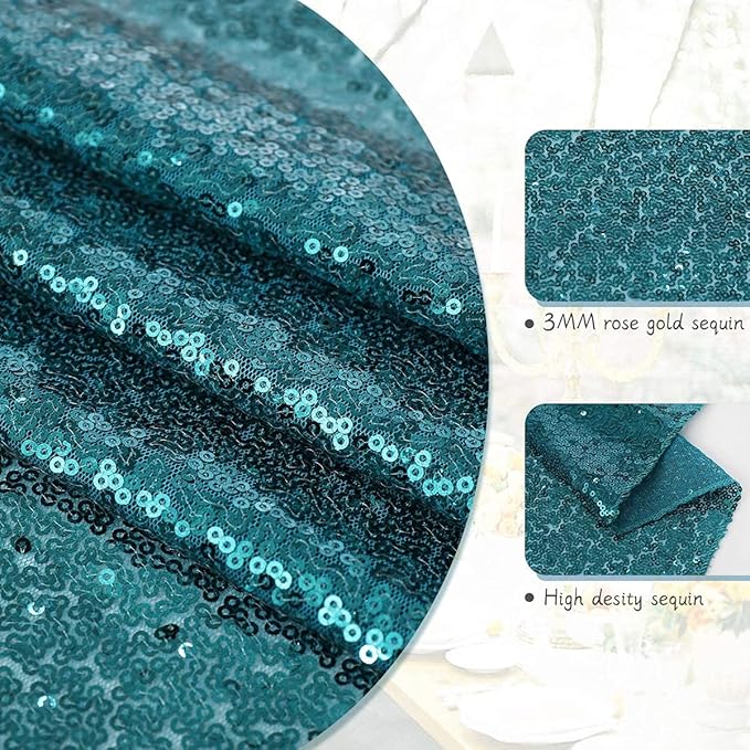 Eternal Beauty Teal Table Runner for Wedding, 2PCS-12x72 Sequin Table Runner Decorations for Birthday Parties, Banquets, Graduations,Christmas