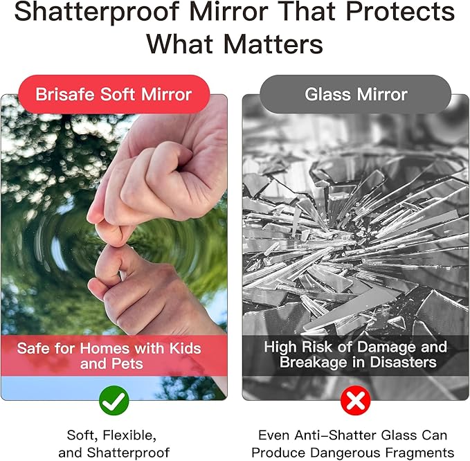 brisafe 2PCS 71" X 32" Gym Mirror - Full Length Wall Mirror for Gyms, Dance Studios, Home and Yoga - Easy Installation, Ultra Light Shatterproof Nano Miorror Reduces 60% Commercial Insurance Costs