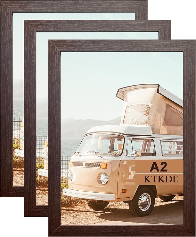 KTKDE A2 Picture Frame Walnut Woodgrain Display 16.5x23.4 inch Poster Frames Set of 6 Vertical & Horizontal Wall Hanging Large Picture Frame and Artwork - Perfect for best gifts and Home Decor