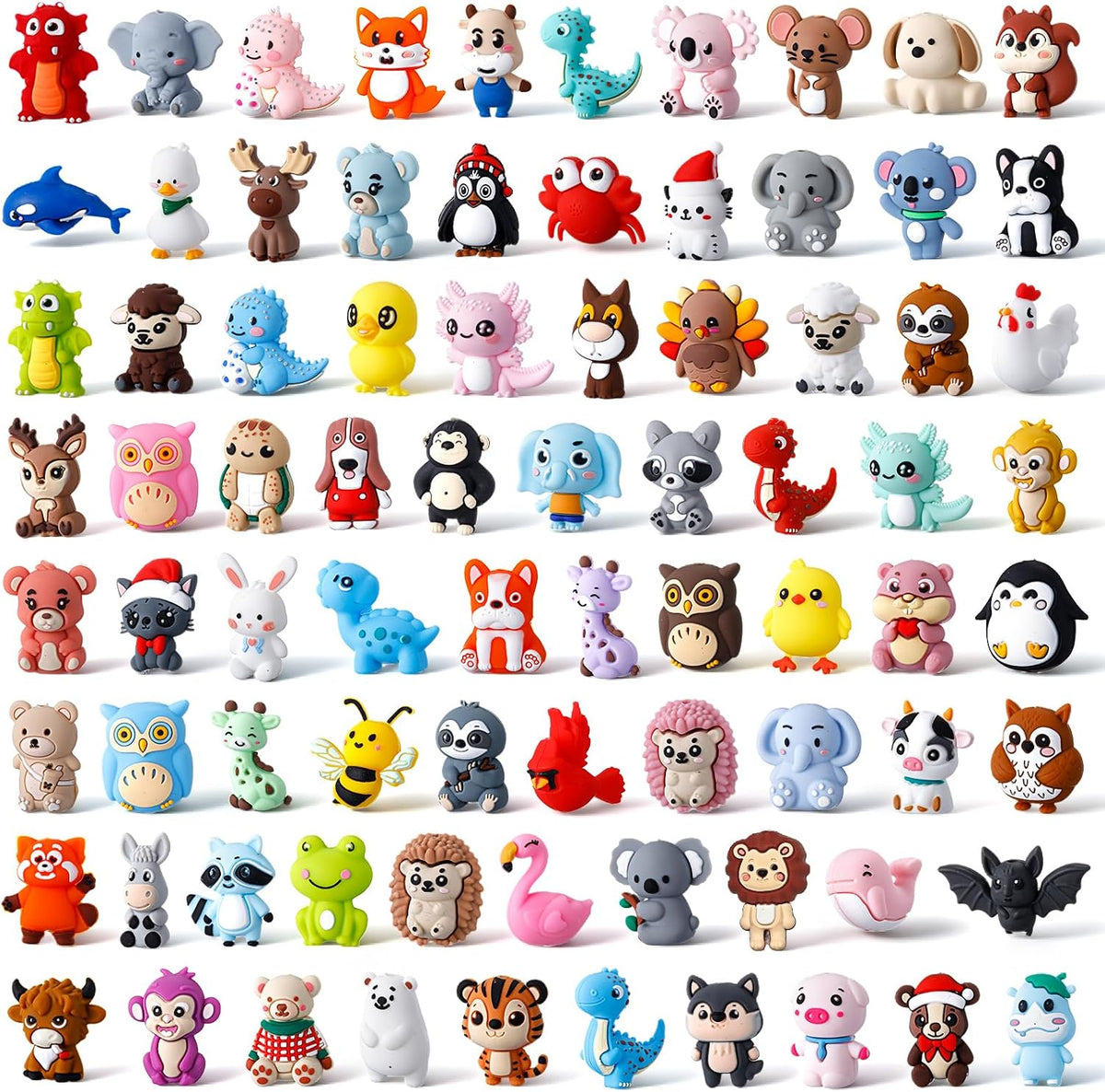 ferreve 80 pcs 3d animal silicone focal beads, main product view