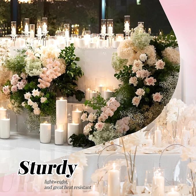 12Pack Glass Cylinder Vases for Centerpieces - 14 Inch Tall Flower Vase for Wedding Decorations, Floating Candle Holder Vase Bulk,Glass Hurricane Candle Holders for Table Shelf, Party, Home Decor