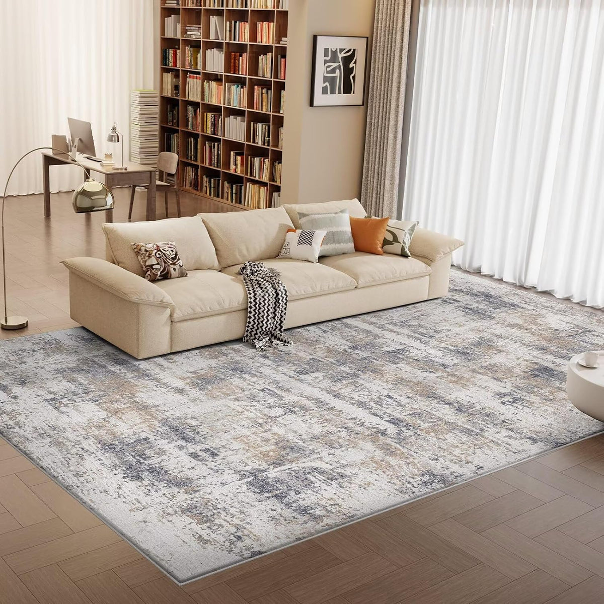 Vamcheer Modern Area Rug for Living Room 8x10,10mm Thick Sponge Blue Grey