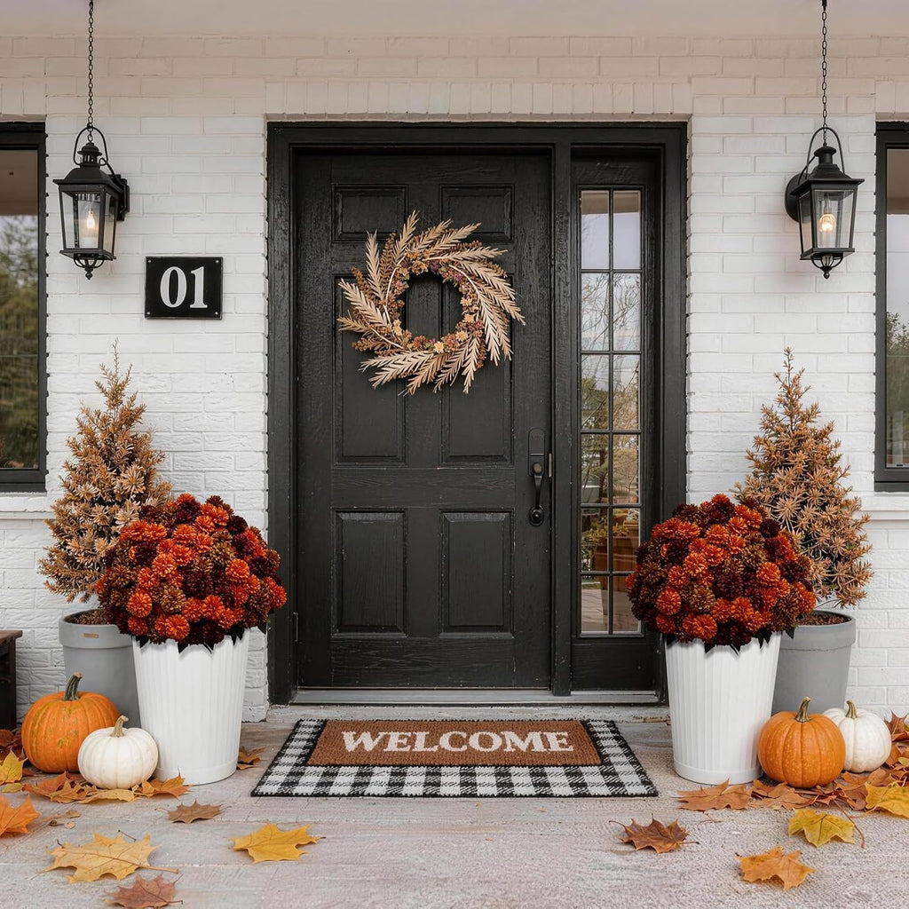 12 bundles artificial fall mums outdoor flowers, uv, side view
