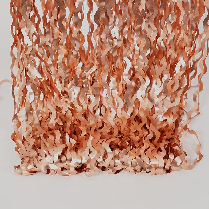 4 Pack Rose Gold Backdrop Birthday Decorations - 3.3x6.6ft Wavy Tinsel Foil Backdrop Party Streamer Party Supplies Background | Tinsel Curtain Backdrop for Parties