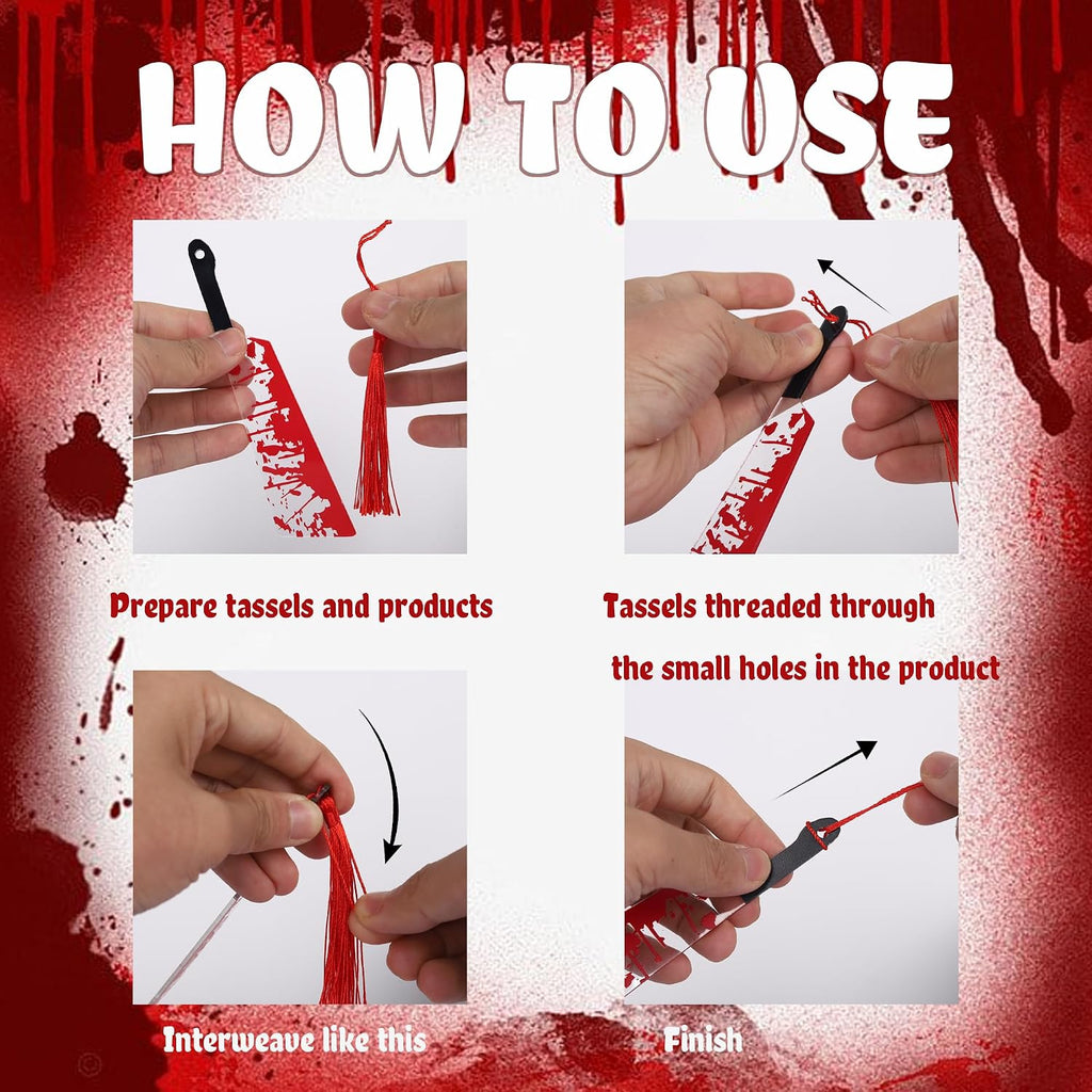 Rsstarxi 4 Pack Halloween Cake Topper Acrylic Blood Knife Cake Topper Have a Killer Horror Birthday Decorations for Halloween Party Decorations Supplies