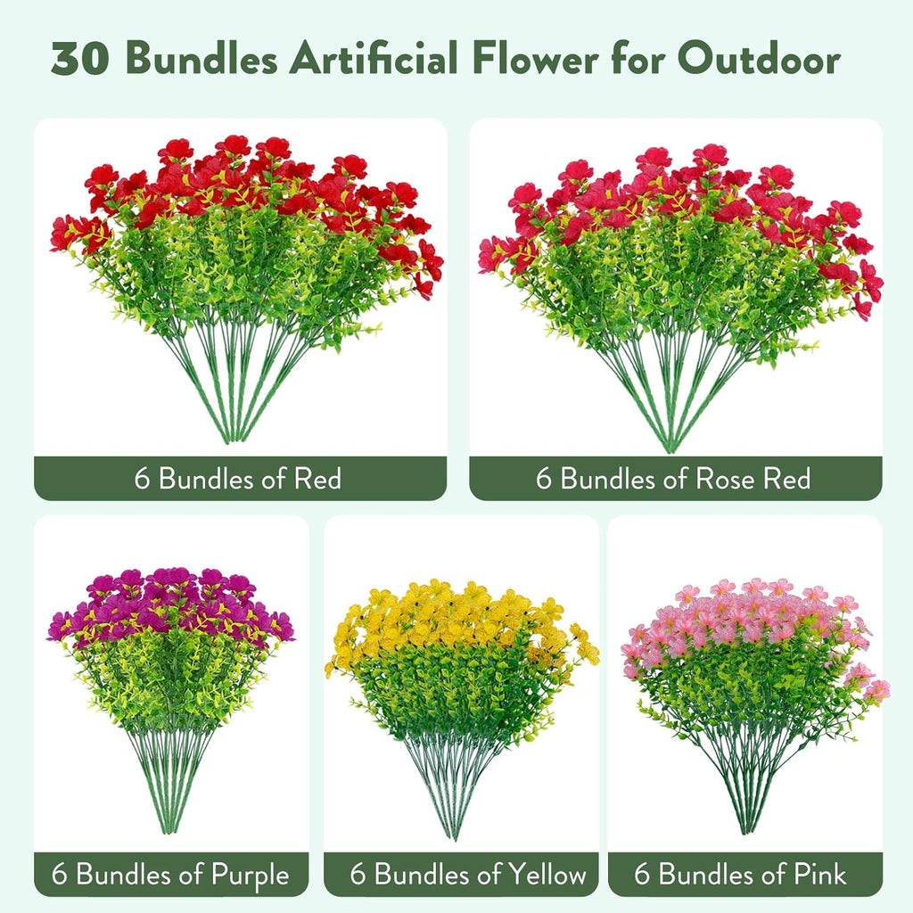 lylyfan 30 bundles 14'' artificial flowers for outdoor shown in use