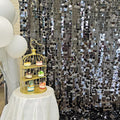 Black Square Sequin Backdrop 8ft * 8ft 1 Panel, Shimmer Wall Backdrop Photobooth Props for Wedding, Anniversary, Birthday, Party Decorations