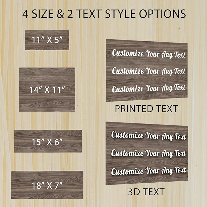 Custom Sign Personalized Wooden Signs for Home Customized Decorative Sign with Text for Wall Doors Bar Business Office Yard - 4 Size & 12 Board Colors Options
