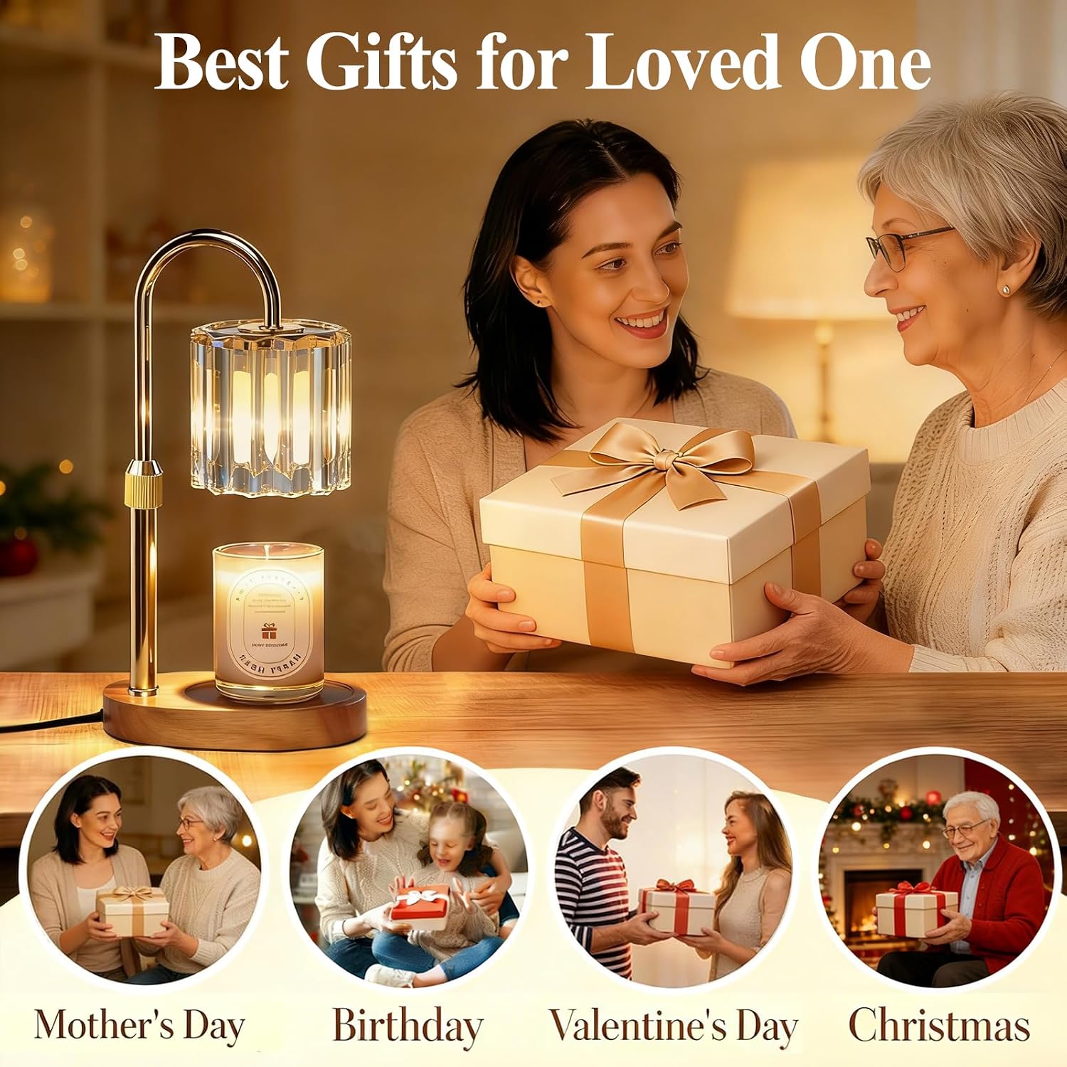 Lukasa Candle Warmer Lamp, with Timer Dimmer Adjustable Height, Home Decor, Room Decor, Wax Melt Warmer for Candles, Gifts for Mom, Gifts for Mother's Day, Birthday Gifts for Women