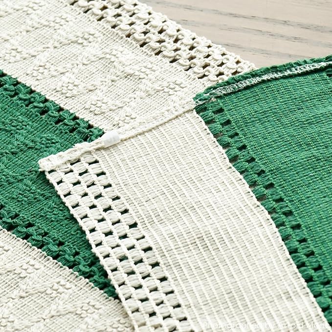 Artoid Mode Dark Green Farmhouse Rustic Table Runner, Seasonal Holiday Hollow Kitchen Dining Table Decoration for Home Party Decor 12x60 Inch