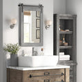 COGOOD Farmhouse Bathroom Mirror - 42 x 29 Rustic Barn Door Style Mirror for Living Room, Entryway, Vanity Wall Decor (Grey)