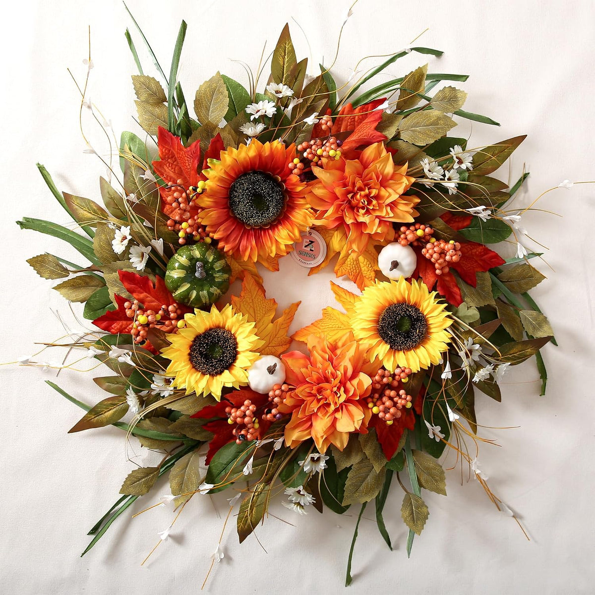 24'' sunflower fall wreaths for front door, fall, main product view