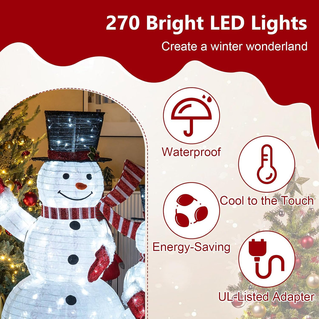 tangkula 3-piece christmas lighted 3d snowman family, 4.1 on a desk or shelf
