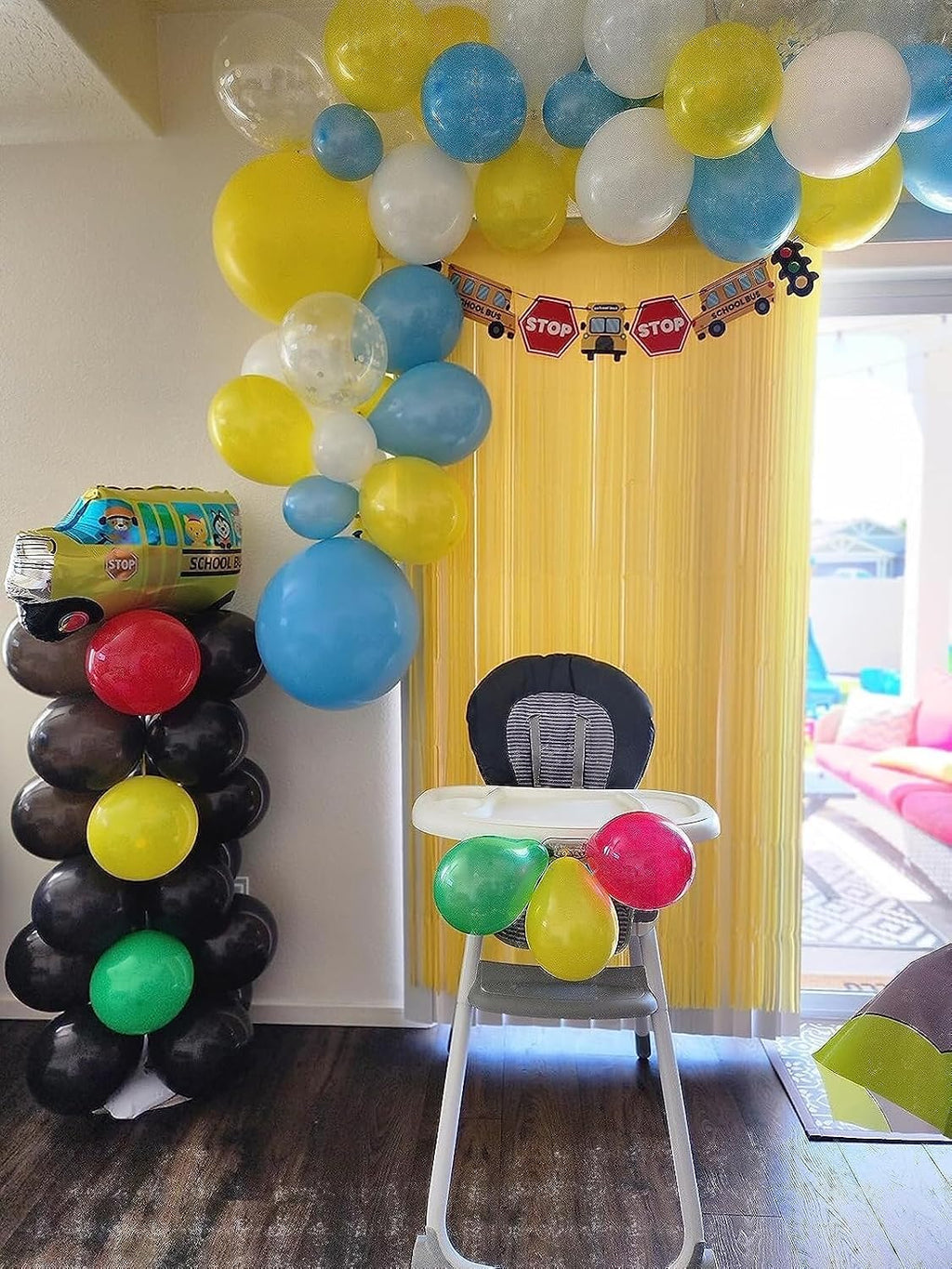 2PC Yellow Backdrop Curtain for Birthday Party Decorations, Yellow Streamers Fringe Backdrop Birthday Decorations, Foil Fringe Curtains Party Decorations