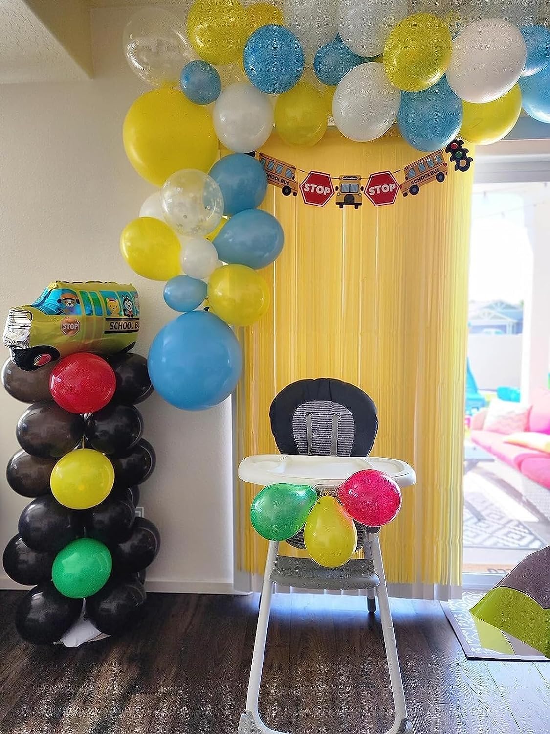 2PC Yellow Backdrop Curtain for Birthday Party Decorations, Yellow Streamers Fringe Backdrop Birthday Decorations, Foil Fringe Curtains Party Decorations