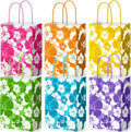Teling 36 Pcs Hibiscus Party Favor Hawaiian Themed Paper Bags with Handles Summer Tropical Gift Tiki Luau Treat Hawaii Goodie Bags Kids Birthday Party Supplies Multicolor 8.3 x 6 x 3