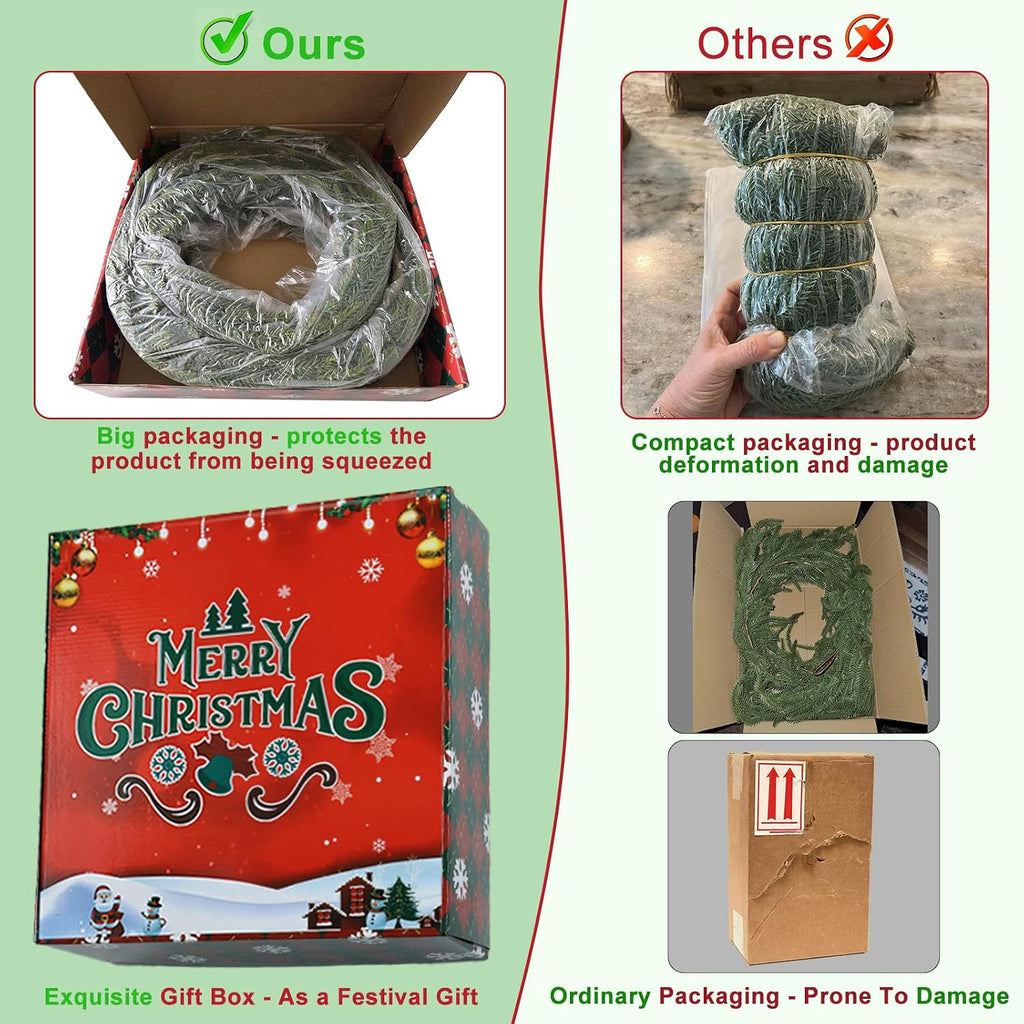 9ft christmas garland realistic fuller,natural droopy,bendable stairs railing, close-up detail