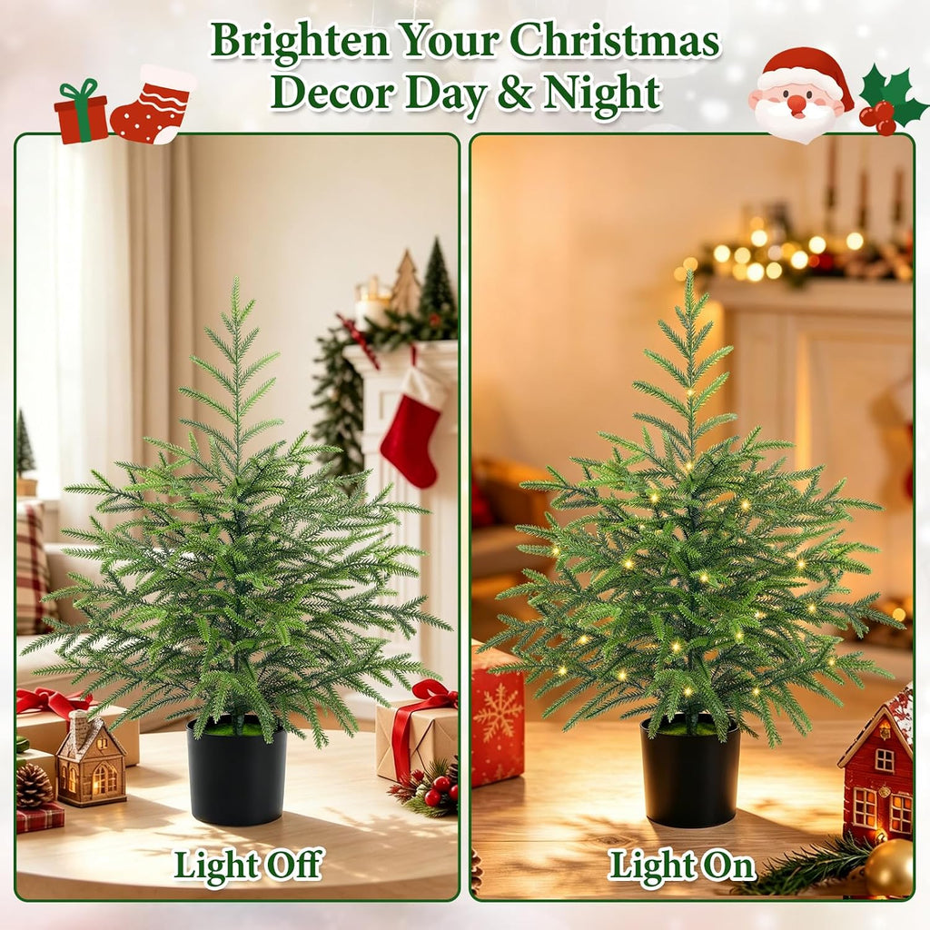 2 ft real touch christmas tree with lights, side view