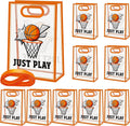Aliceset 12 Pcs Basketball Clear Goodie Bag with Die Cut Handles and Ribbons Sport Theme Party Favor Bags for Basketball Team Snack Wrapping Teamer Gifts Birthday Party Treats Supplies, 7x10x3.15 Inch