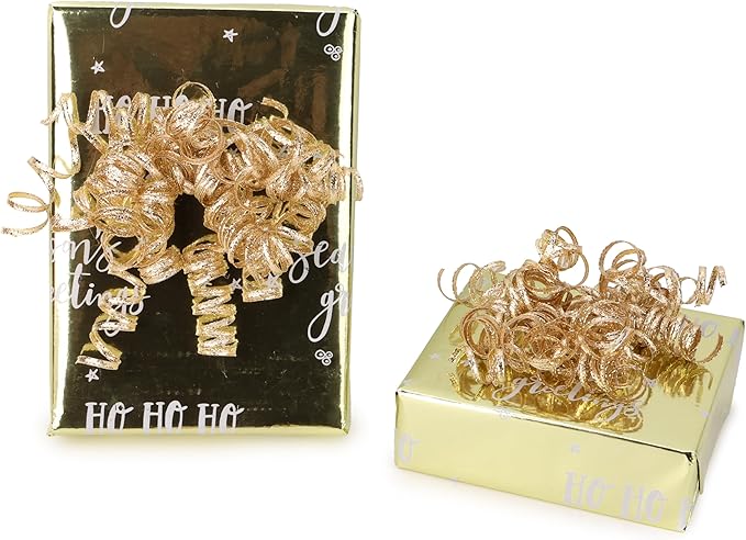 6" Metallic Champagne Christmas Curly Ribbon Bows for Gift Wrapping Self Adhesive Gift Bows for Holiday Decor, Baskets, Birthday, Wedding, Presents, Party Favors Decorations 6-Count