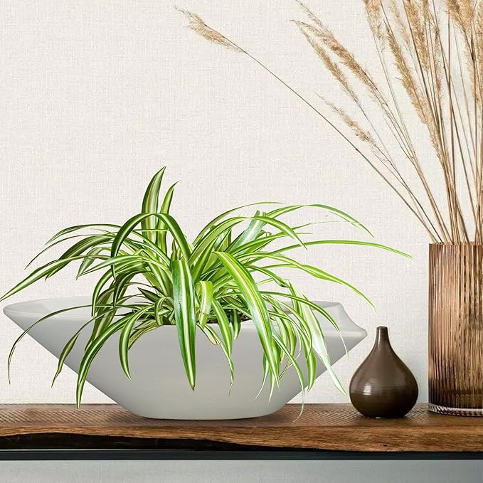 18 Inch Ceramic Bonsai Planter Pot with Drainage Hole, Glazed Large Plant Pot Succulent Planter for Indoor and Outdoor Plants Gray