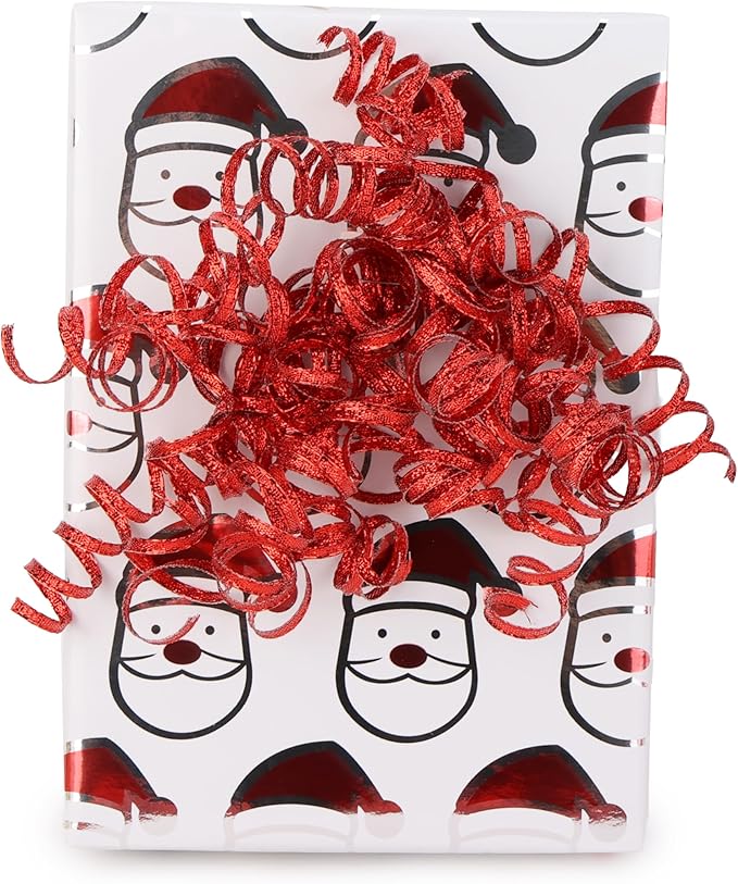 6" Metallic Red Christmas Curly Ribbon Bows for Gift Wrapping Self Adhesive Gift Bows for Holiday Decor, Baskets, Birthday, Wedding, Presents, Party Favors Decorations 6-Count