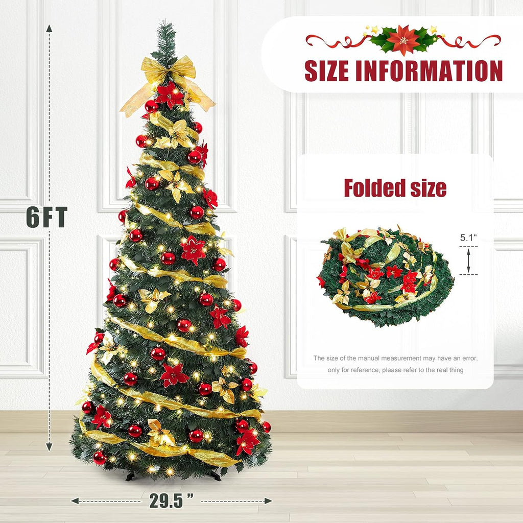 decoway pre lit christmas tree: pop up 6 shown in use