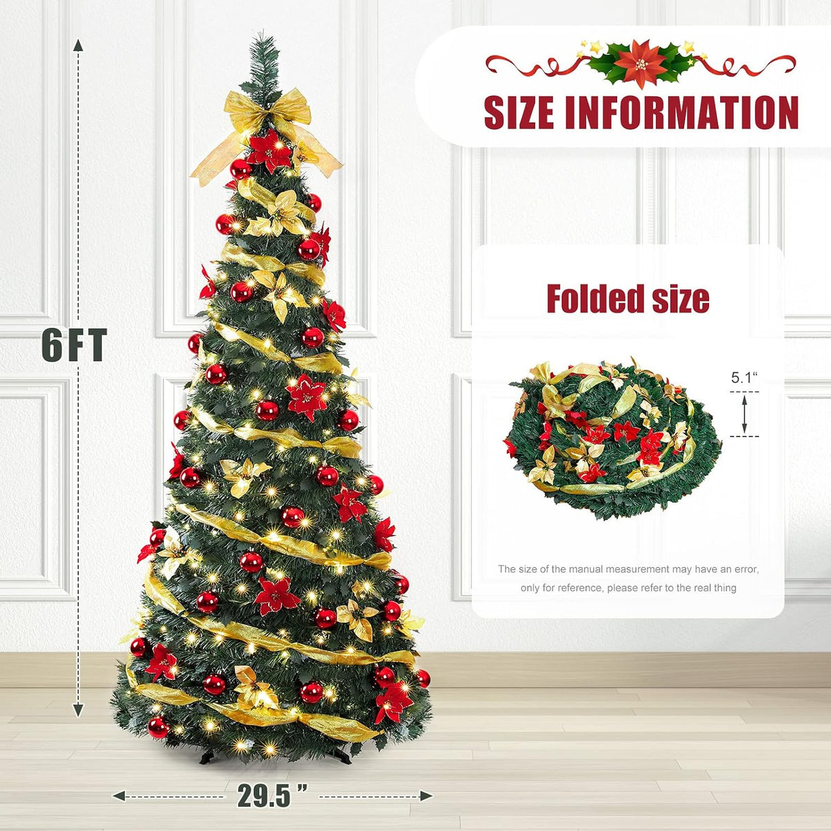 decoway pre lit christmas tree: pop up 6 shown in use