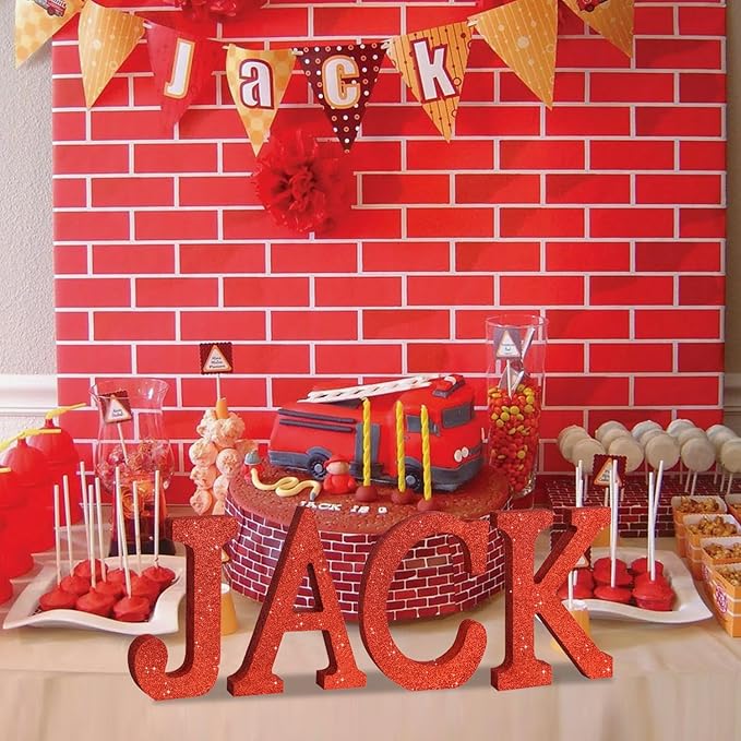 TONIFUL 8 Inch Red Glitter Letter J Table Centerpiece A-Z Red Birthday Party Decorations,Red Alphabet J for Birthday,Chrismas,Graduation,Bridal Shower,Wedding,Anniversary Party Supplies