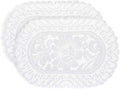 2PCS Oval Lace Placemats for Dining Table, White Lace Placemats Doilies, Embroidered Table Mats Farmhouse Cup Mat Vase Mat, 12x17 Inch