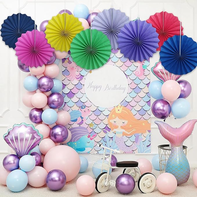 Blue Party Decorations,Blueberry Party Decorations Decorations Party Paper Fans Bulk 12in,Graduation Decoration Classroom Decor, Western Themed Party Decorations 30 Color DIY Set （Deep Blue）