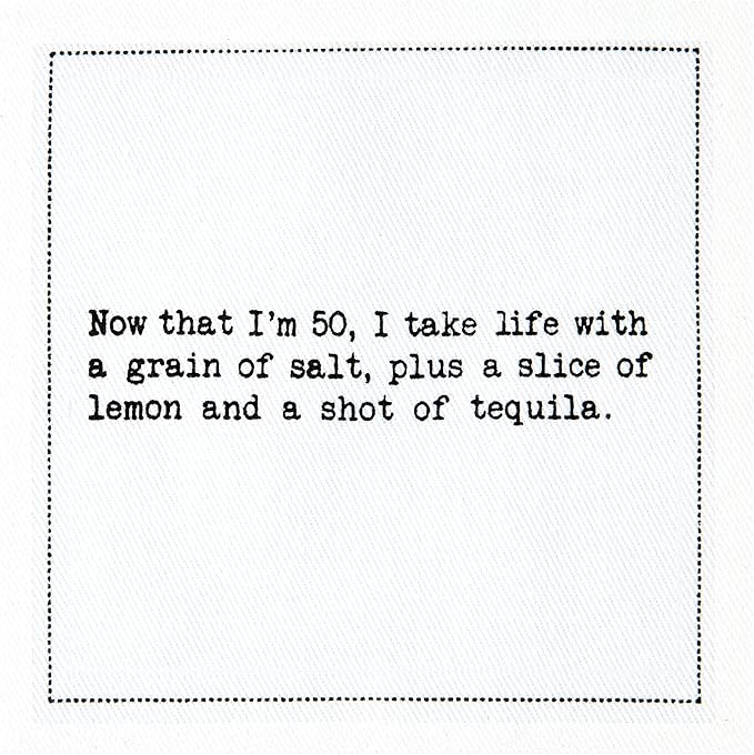 Five Star Napkins 50th Birthday Quotes White Cotton Cocktail Napkins, Beverage Napkins, Bar Napkins, Cloth Napkins, Party Napkins, Events, Holidays, Weddings, Birthdays, Disposable, 4.5" x 4.5"- (50x)