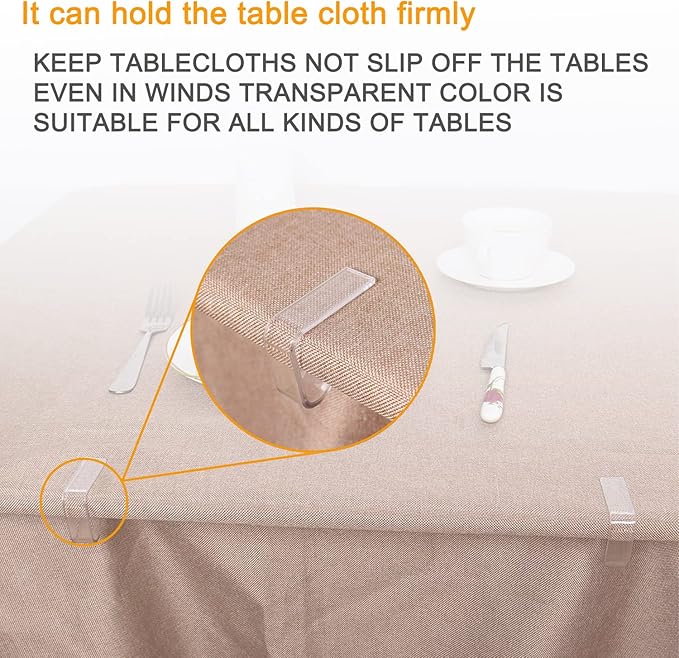 24 Pieces Transparent Clear Tablecloth Clips, Plastic Table Cloth Clips，Windproof Table Cover Holder Clamps，Table Cloth Holder for Christmas Home Wedding Party Indoor Outdoor Camping Picnic(24, Small)