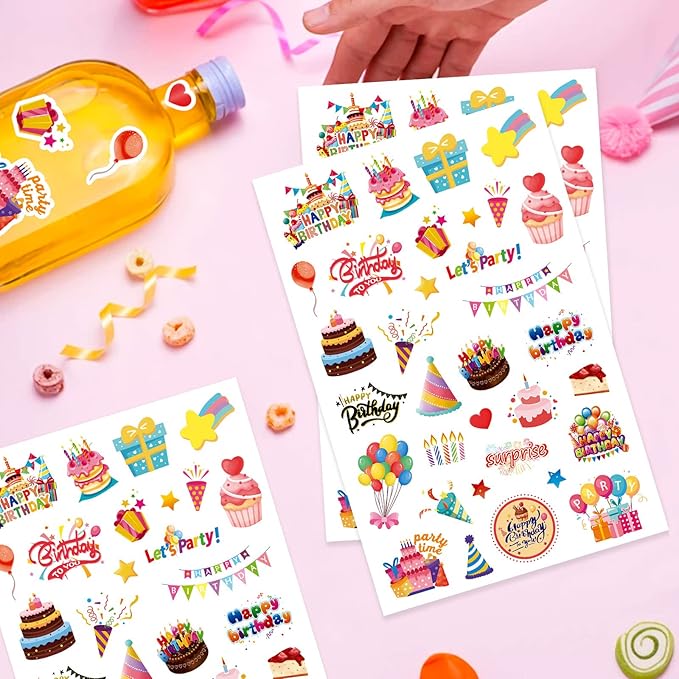 Happy Birthday Stickers for Kids Adults 660 Counts Large Happy Birthday Adhesive Stickers Party Gifts Bags Box Celebration Envelope Sealing, Gift Wrap Decorations 20 Sheet