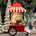 Christmas Snow Globe, Candy Cart Christmas Snow Globe with 6H Timer, 10.8 Inches Lighted Musical Santa Snow Globes, Spinning and Swirling Glitter Christmas Decorations Gifts