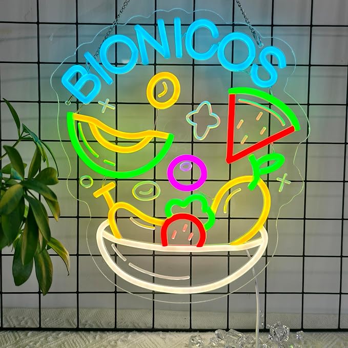 CNBEYOUNG Bionicos Neon Sign, Neon Lights Hanging Wall Art Decoration for Mexican Restaurant Cocktail Bar Man Cave Kitchen Party Home Decor, USB Powered Ultra Bright Dimmable,14.96x 12.6inches