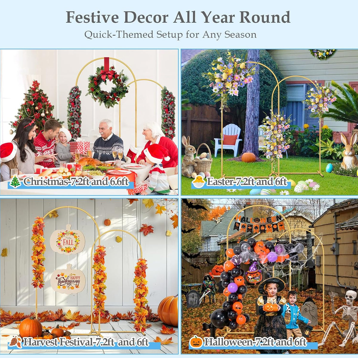 7.2ft 6ft wedding arch backdrop stand with base on a desk or shelf