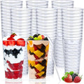 CHENGU 3 oz Clear Plastic Mini Dessert Cups with Spoons - Round Parfait Appetizer Cups, Shot Glasses, Disposable Tall Tumbler for Dessert Tasting Party supplies (200 Pieces)