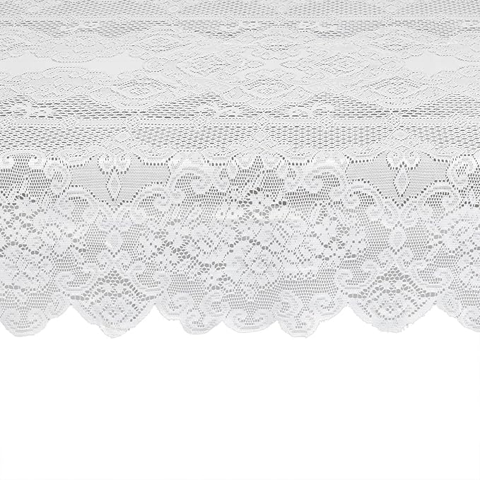 Juvale Lace Tablecloth - 60 x 97-Inch White Rectangular Table Cloth - Vintage Floral Scalloped Edge Elegant Dainty Tea Party Tablecloth & Wedding Reception Decor