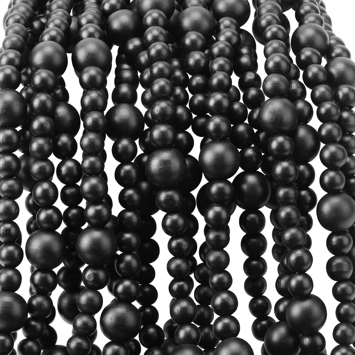 48ft christmas wood bead garland rustic holiday decor, main product view
