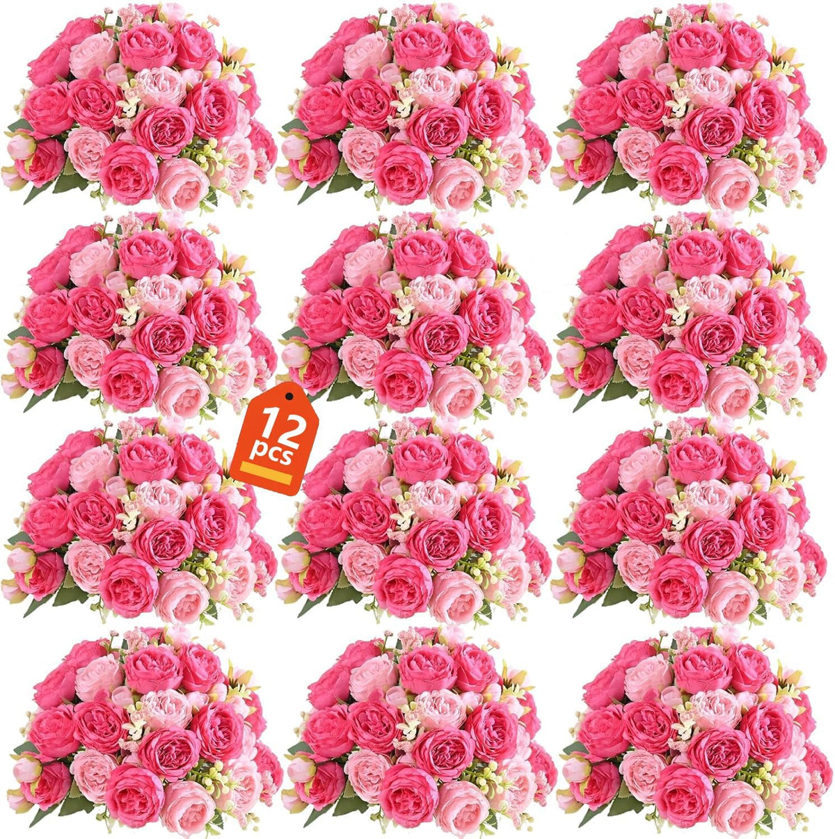 pink peonies artificial flowers 12 bouquets,pink flowers lifelike, main product view