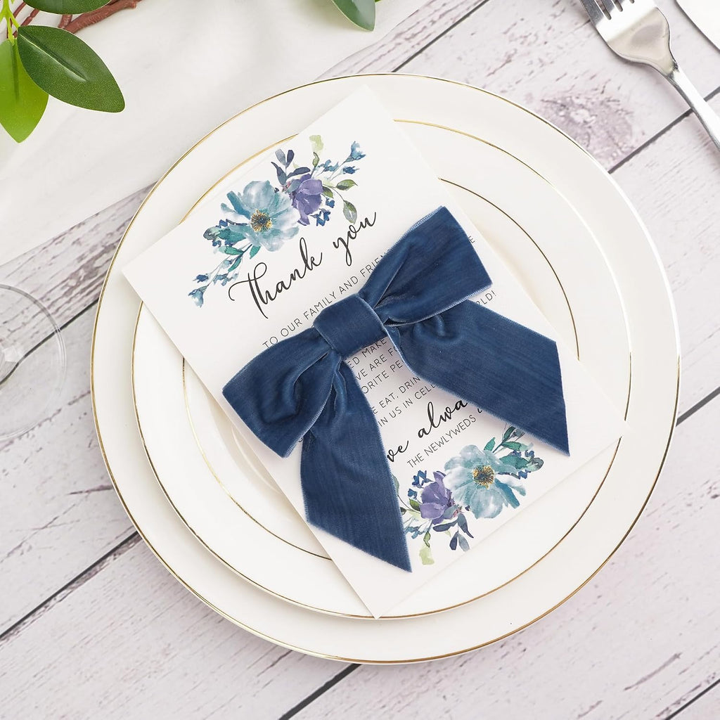 AIMUDI Dusty Blue Velvet Bows - 4.5" Blue Christmas Bows for Tree, Wreaths, Gift Wrapping & Wedding Decor - 12 PCs