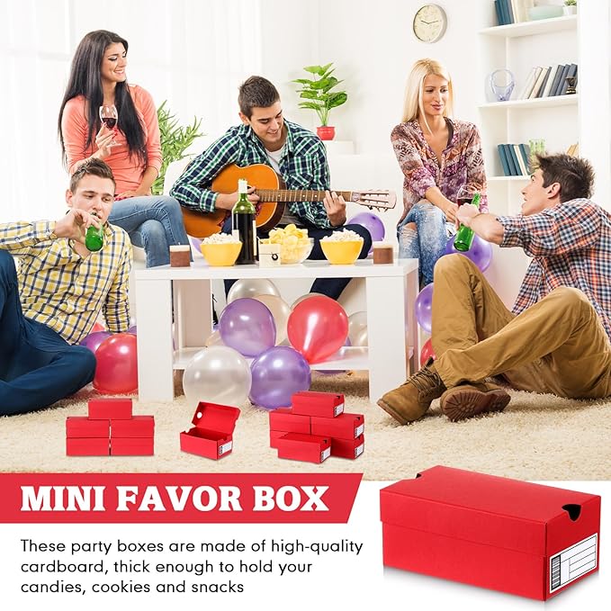 12 Sets Mini Sneaker Boxes for Party Favors Mini Shoe Gifts Boxes 4.7 x 2.5 x 2 Inch Sports Small Gift Case with Editable Label for Candies Cookies Snacks
