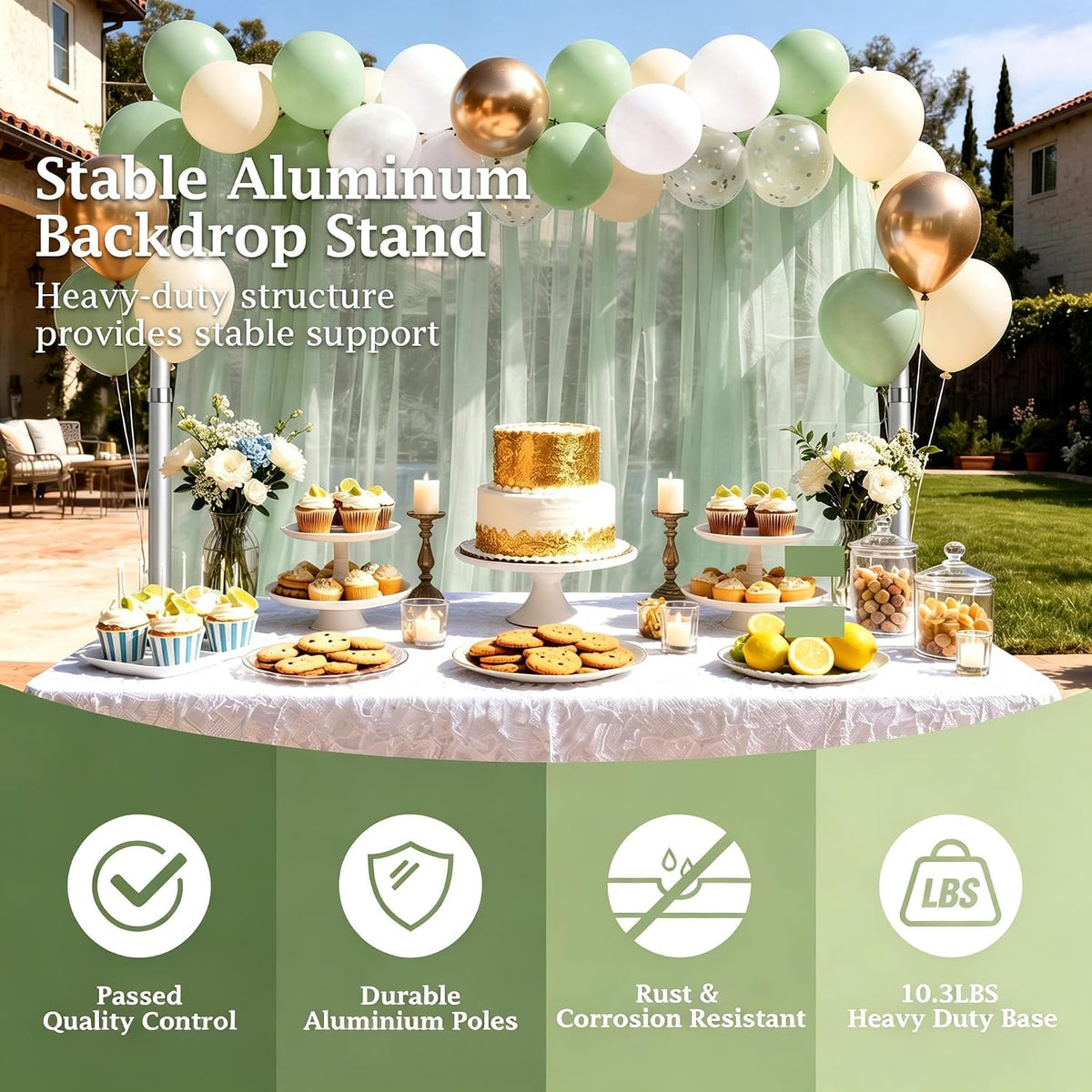 EMART Heavy Duty Backdrop Stand 10x10 Adjustable Photo Pipe and Drape Stand