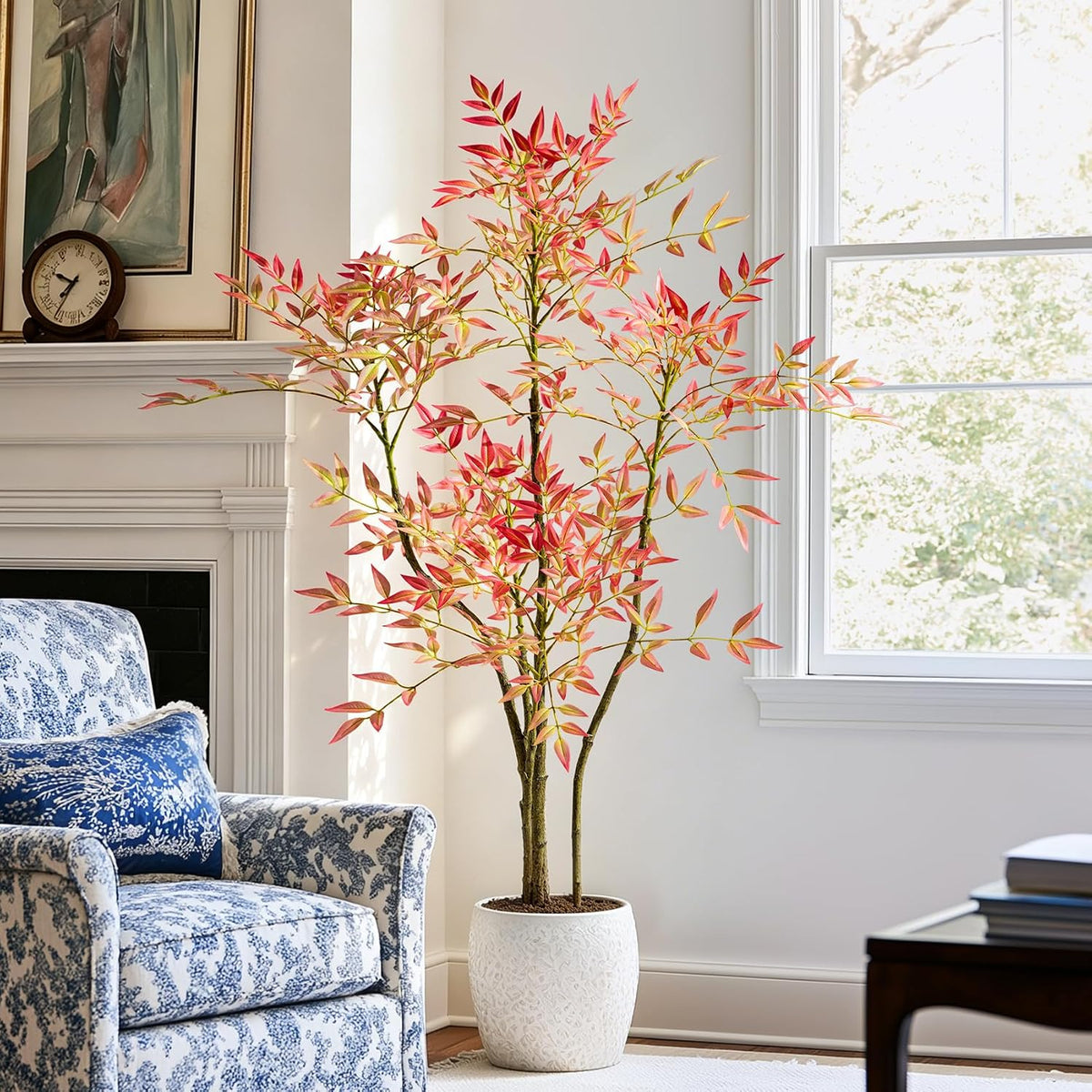 4.6ft Faux Bamboo Tree Artificial Nandina Tree Artificial Indoor Plants Reali...