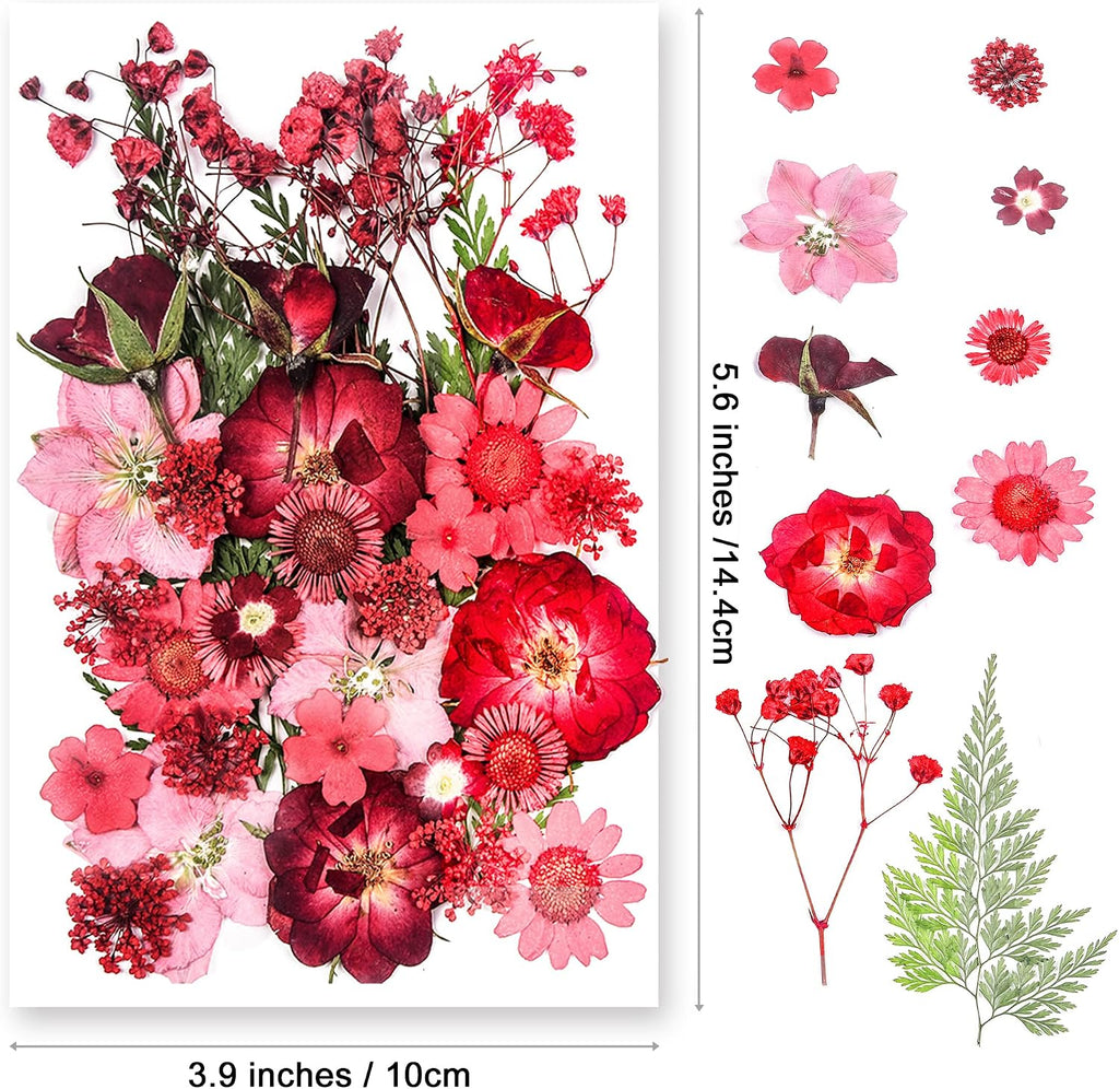 15 Types 37pcs Red Dried Pressed Flowers for Resin Molds,YouthBro Real Natural Pressed Flowers for DIY Art Crafts,Candle Making, Nails Décor,Soap Making, Phone Case